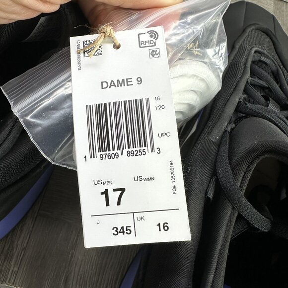 Adidas Dame 9 Men's size 17 Black Blue Basketball Shoes - Picture 6 of 6